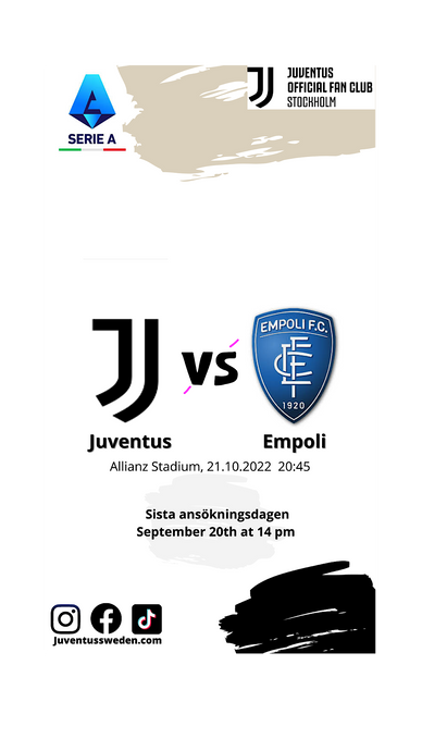 Biljettansökan öppen till Juve vs Empoli